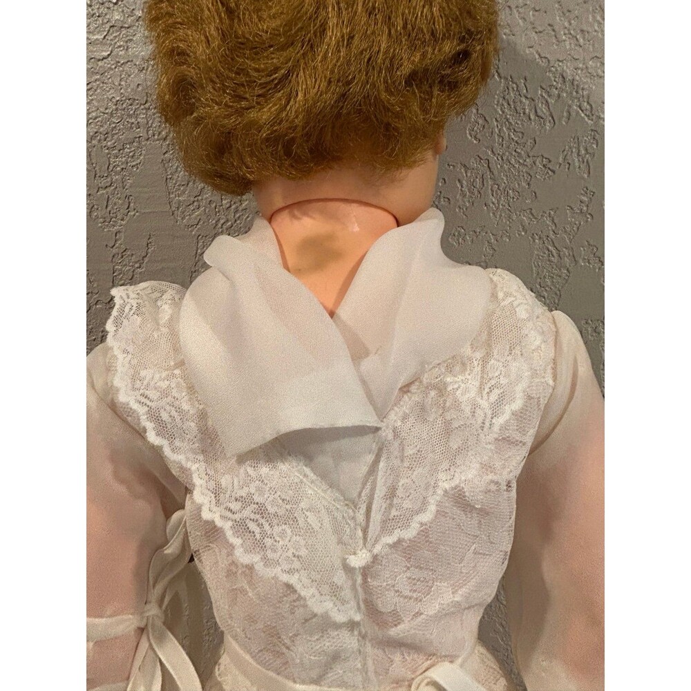 Vintage Bride Doll 28” tall White Lace Dress Corsage Plastic Body 1950s - Picture 8 of 11